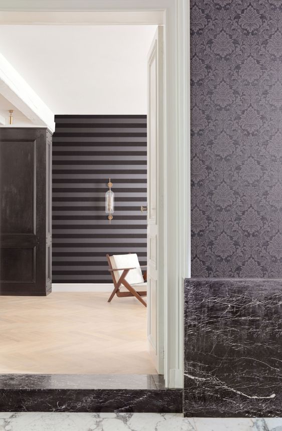 Black striped wallpaper, OTH405, Othello, Zoom by Masureel